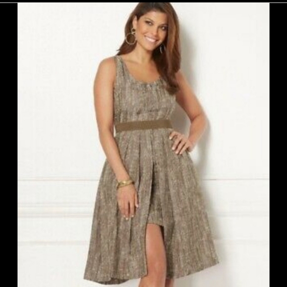 Eva Mendez Brown Jacquard Fit & Flare Dress - Picture 4 of 5